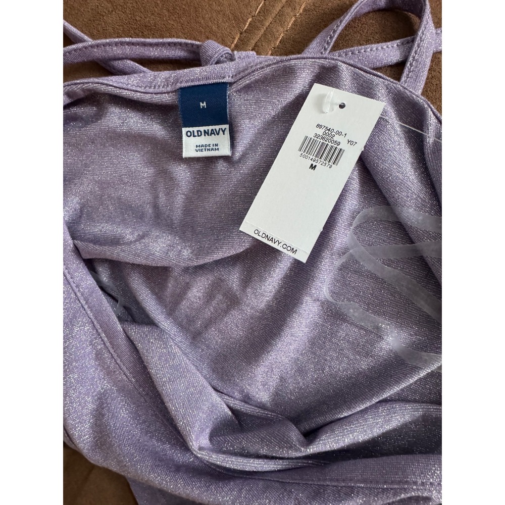 NWT Old Navy Women's Purple Metallic Shimmer Strappy T-Back V-Neck Tank Top Sz M - Picture 3 of 8